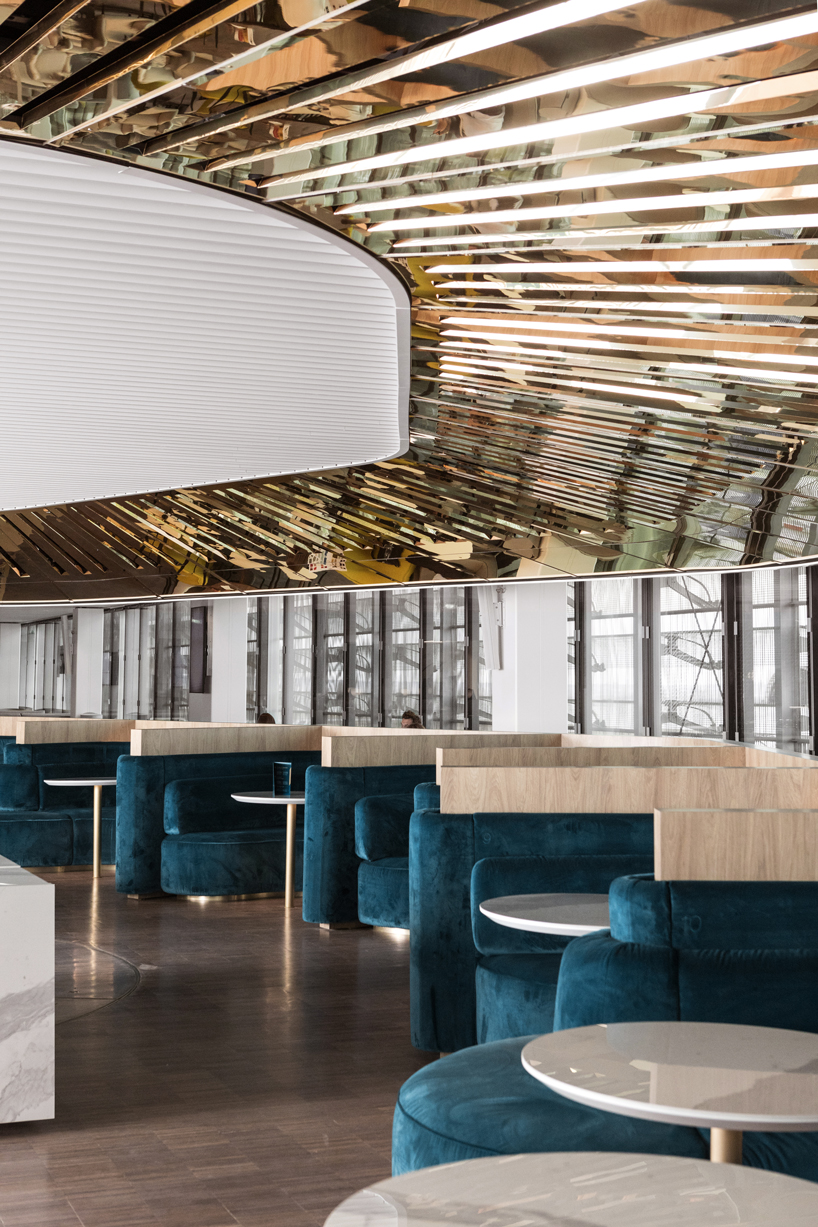 mathieu lehanneur uses LEDs and mirrors to sculpt the sky in airport lounge interior air france