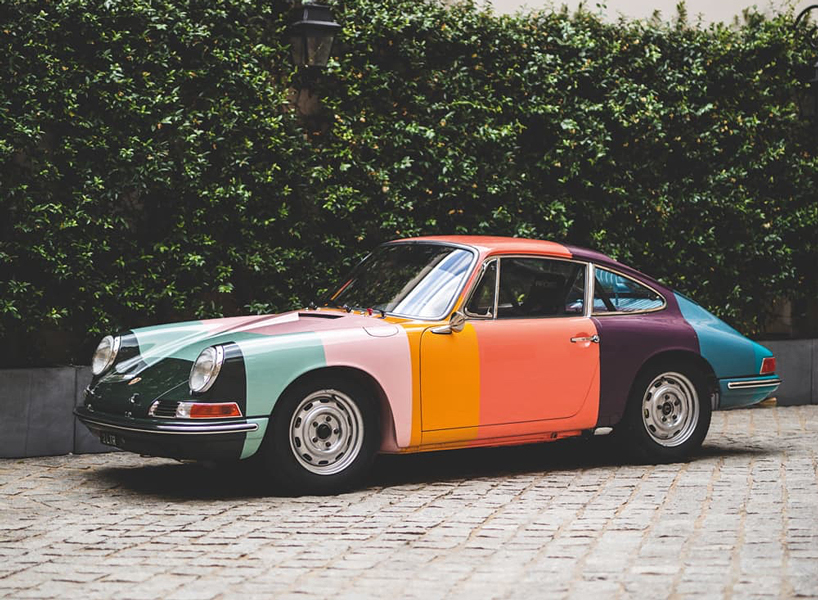 this porsche 1965 911 has been made over in paul smith's iconic stripes