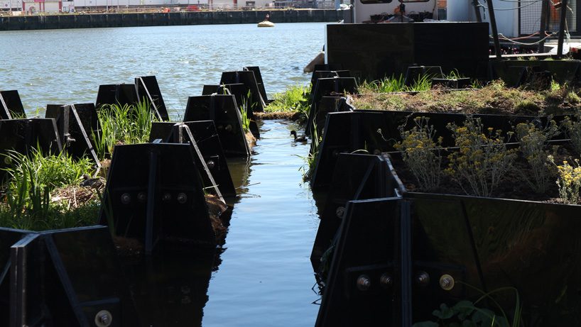 rotterdam's floating park is made entirely from recycled plastic waste found in the maas river