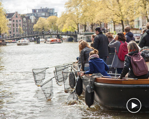 amsterdam tourists can combine sightseeing with plastic fishing on the city's canals