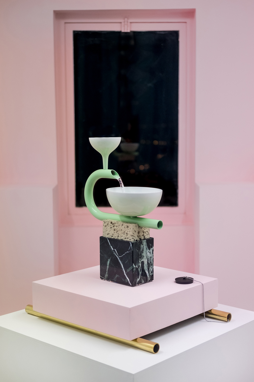 arthur hoffner's fountains combine ancient forms with PVC pipes and kitchen sponges