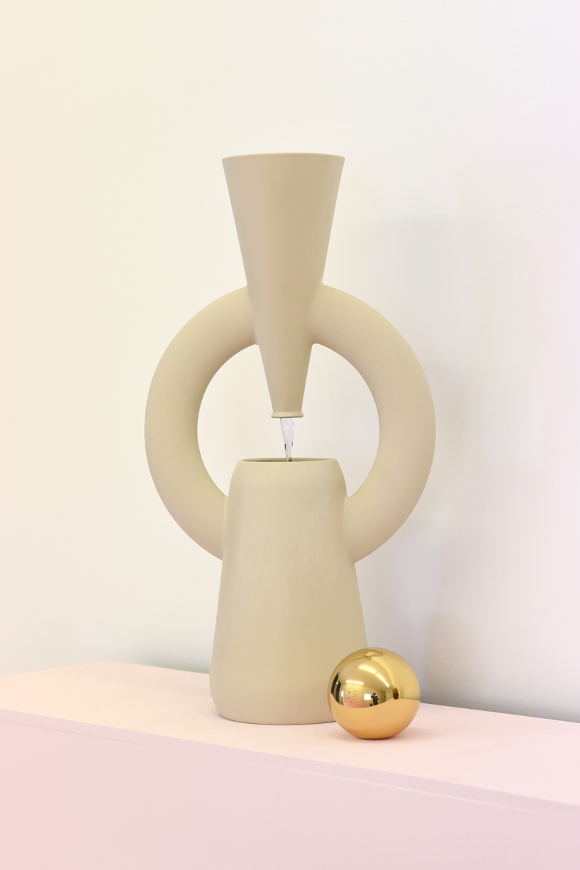 arthur hoffner's fountains combine ancient forms with PVC pipes and kitchen sponges