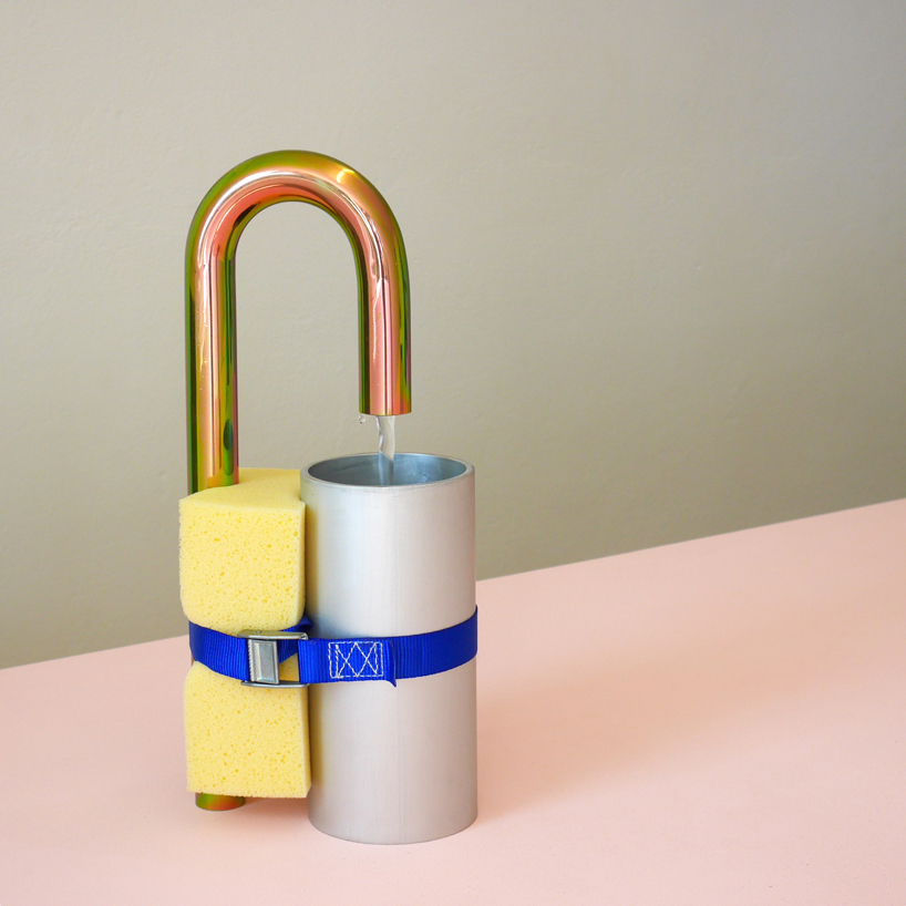 arthur hoffner's fountains combine ancient forms with PVC pipes and kitchen sponges