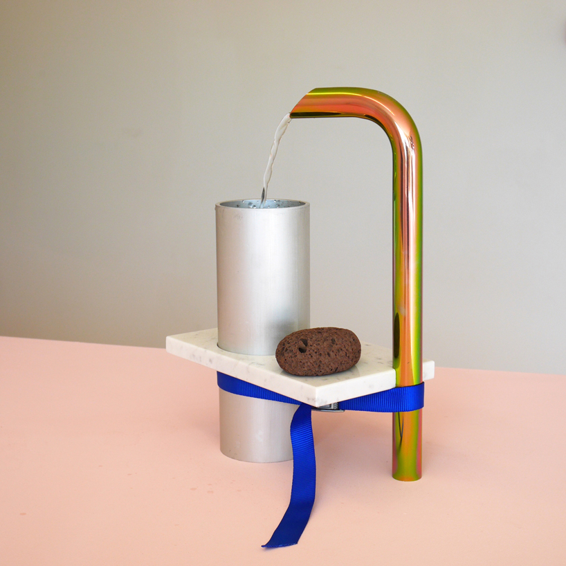 arthur hoffner's fountains combine ancient forms with PVC pipes and kitchen sponges