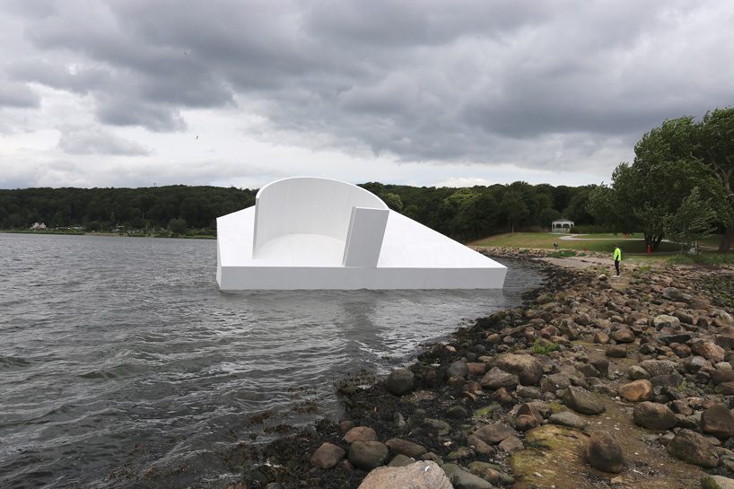 le corbusier's villa savoye floating in a danish fjord is a comment on the ‘sinking’ of modernity