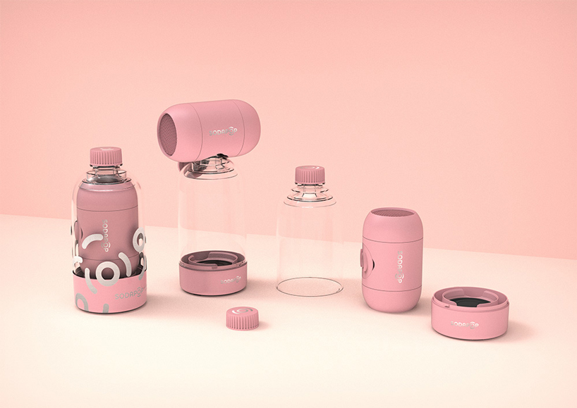 the sodapop speaker attaches to an empty plastic bottle to boost bass performance - 2