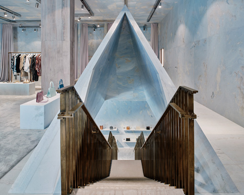 valerio olgiati creates a canopy of marble for céline flagship store in miami