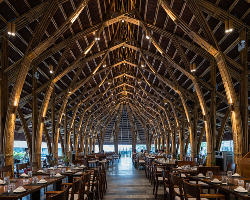 prefabricated bamboo components comprise this restaurant in vietnam