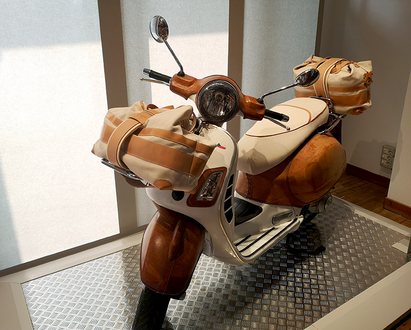 bottega conticelli wraps iconic vespa in a precious leather skin designboom