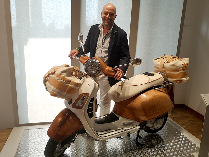 bottega conticelli wraps iconic vespa in a precious leather skin designboom