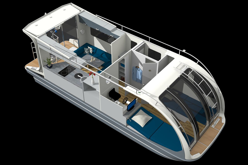 this houseboat doubles up as a caravan so you can holiday on both land and water caravanboat