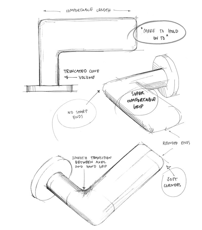 claesson koivisto rune develops soft door handle for turn with thick lever and round edges designboom