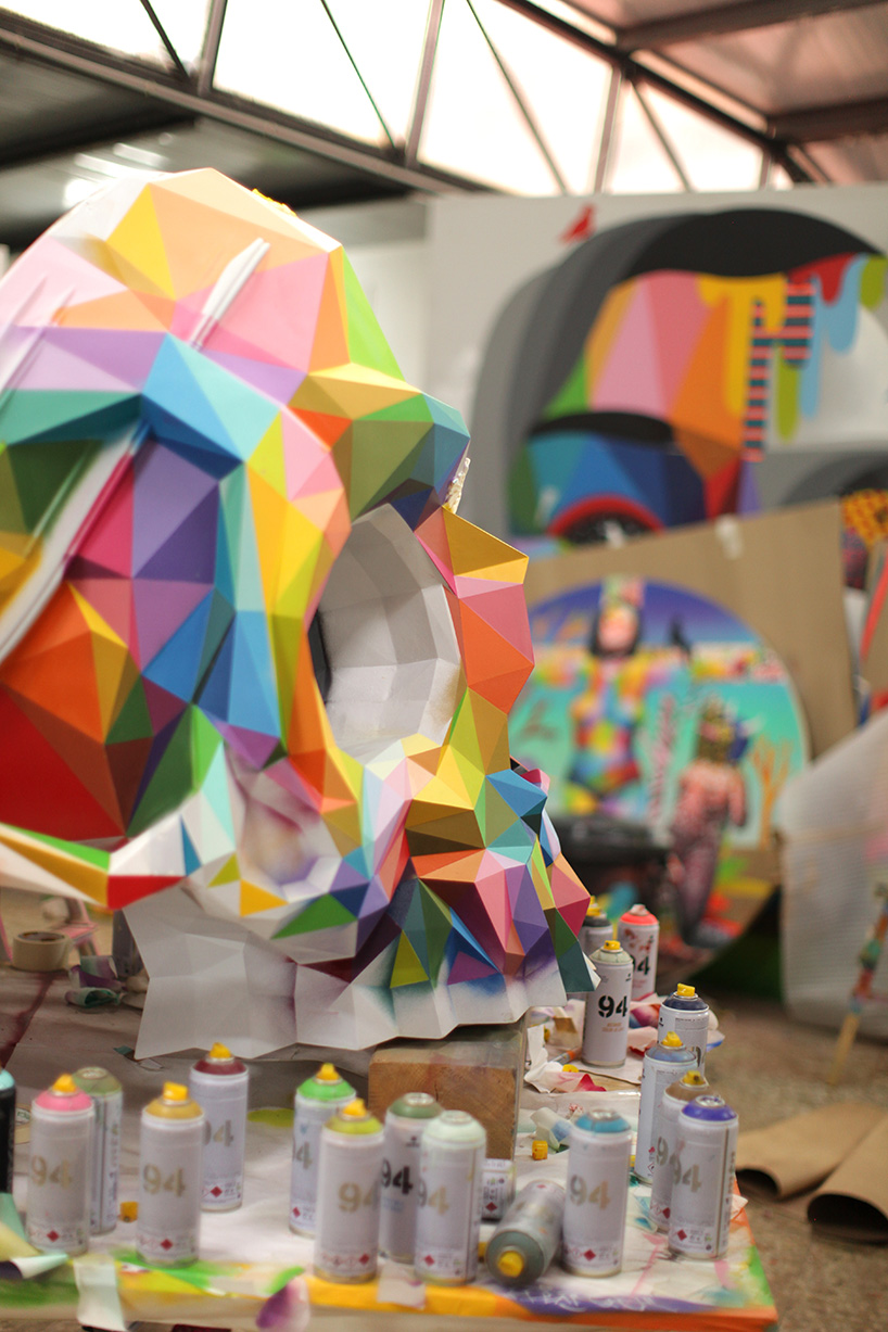 okuda san miguel collaborates with HAROW for multicolor version of the skull armchair designboom