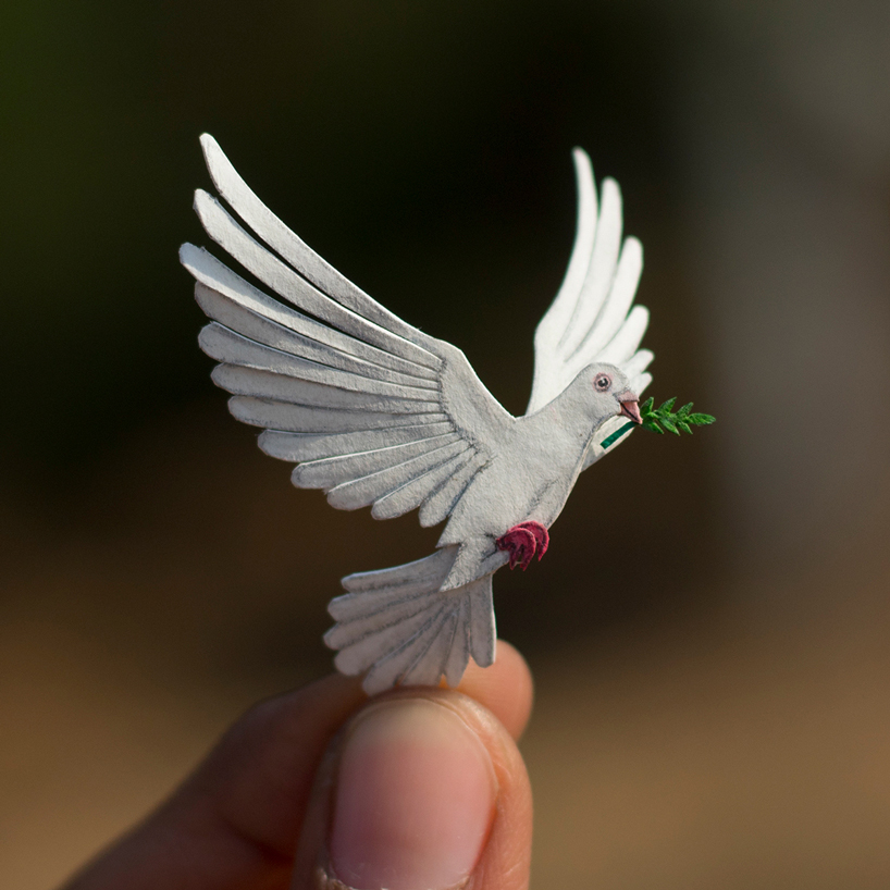 artists present 365 days of intricately paper cut miniature birds
