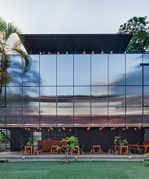 m9 studio completes multipurpose building in india with a translucent polycarbonate facade