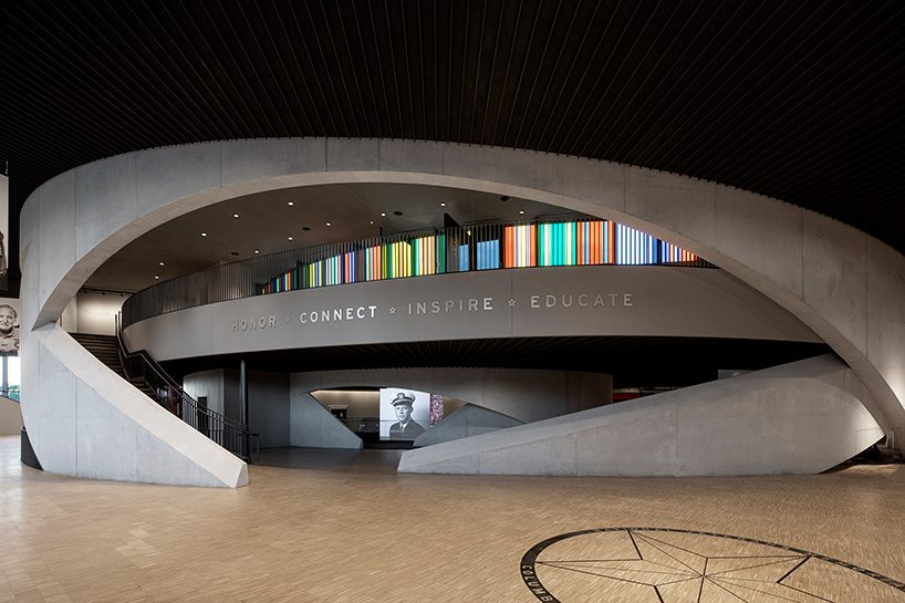 allied works wraps national veterans memorial and museum with concrete ribbons in ohio designboom