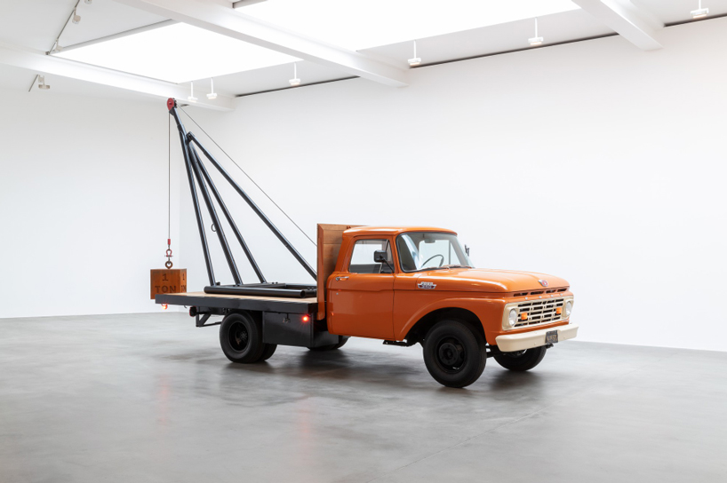 chris burden suspends vintage porsche with 390 pound meteorite