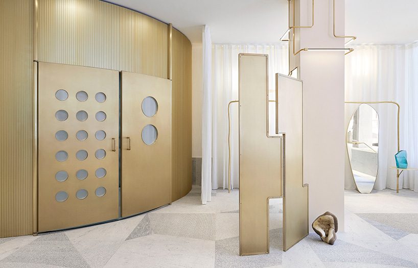 pink onyx, granite and brass take center stage at the forte forte boutique in paris