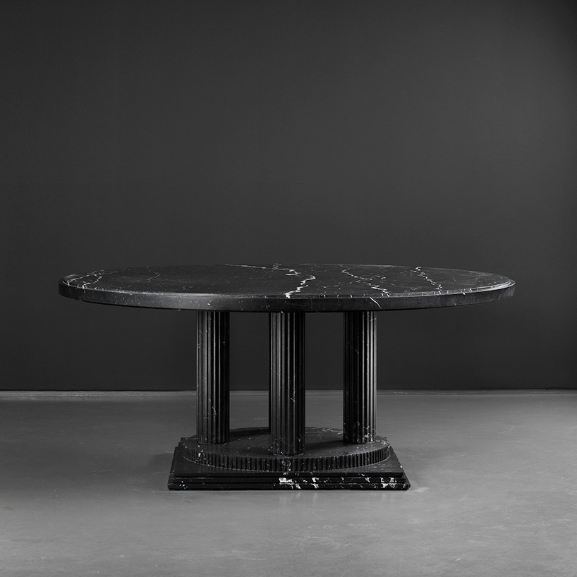 karl lagerfeld introduces marble 'architectures' at carpenters workshop gallery in paris designboom