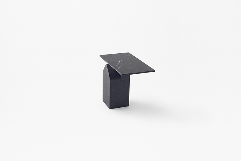 nendo's seesaw tables for marsotto edizioni softly rise up from the base designboom