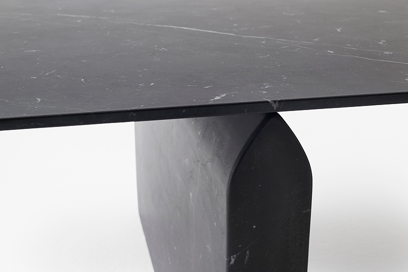 nendo's seesaw tables for marsotto edizioni softly rise up from the base designboom