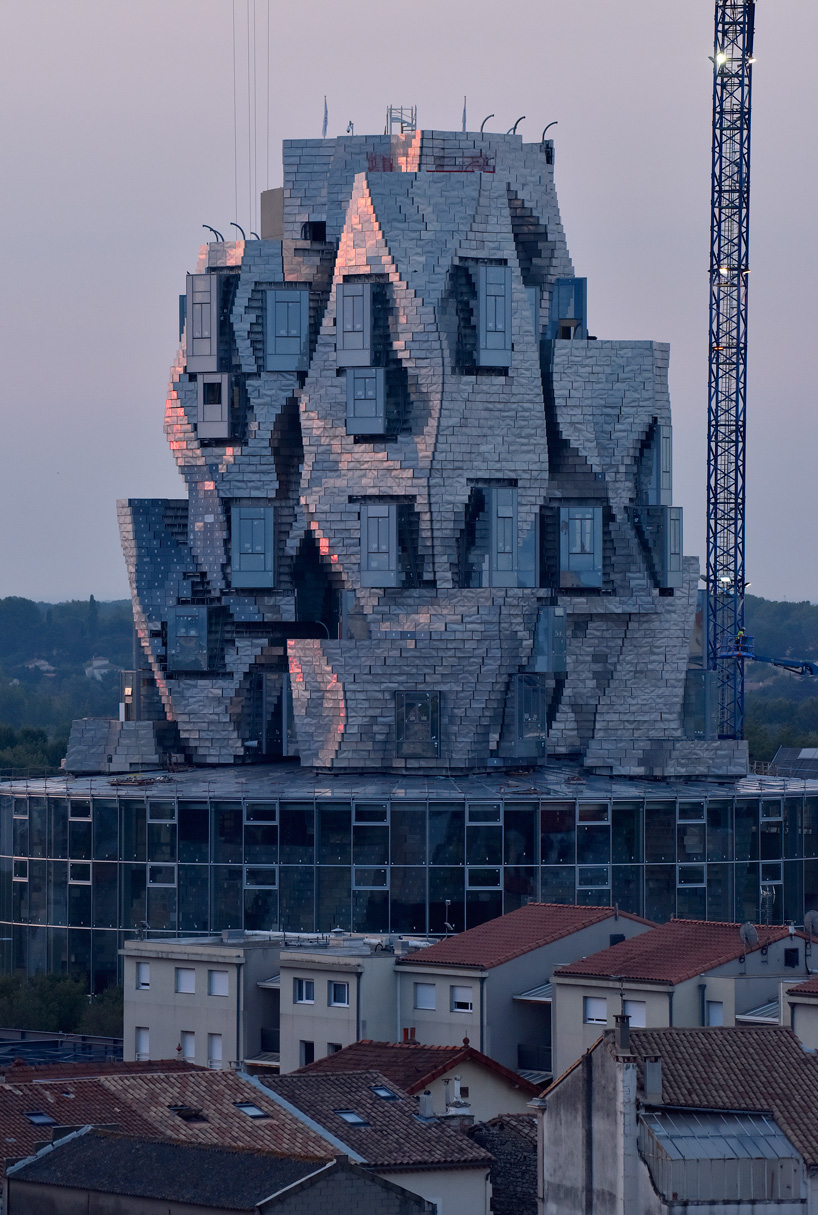 construction of frank gehry's aluminum-clad LUMA arles tower further under way