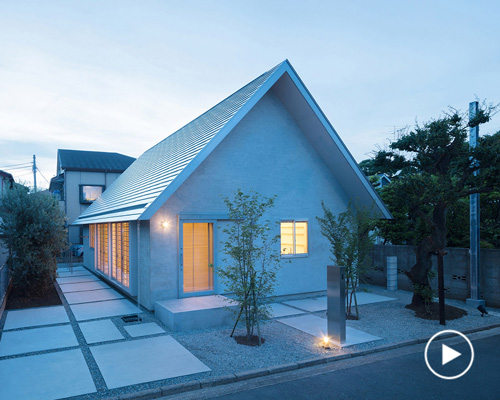 mio tachibana architects completes 'hinge' house with a gable roof & paulownia wood