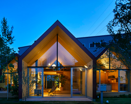 mount fuji architects studio uses CLT wood for prefab housing in japan