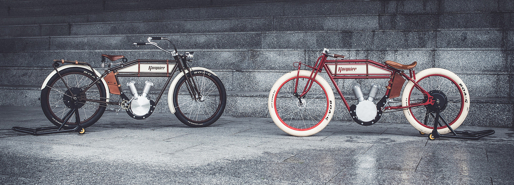 the kosynier boardtrack hides an ebike inside a 1920s motorcycle