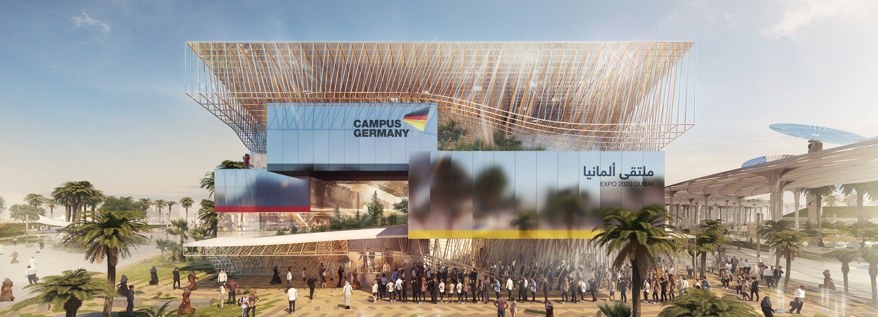 the german pavilion expo 2020 dubai by LAVA is topped with a freeform roof