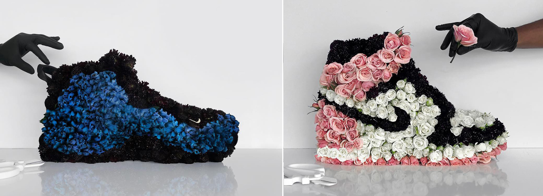 mr flower fantastic turns sneakers into floral bouquets