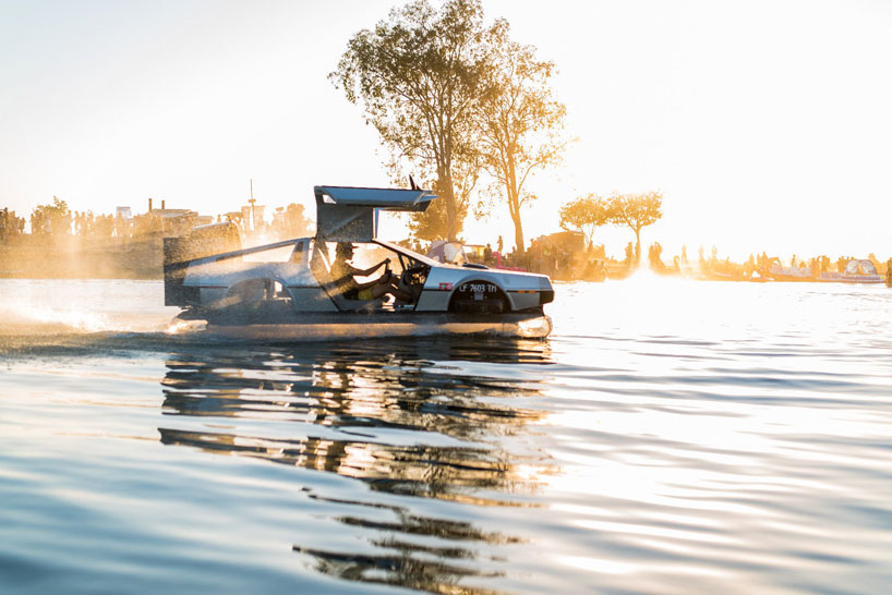 hand-built delorean hovercraft invites you back to the future