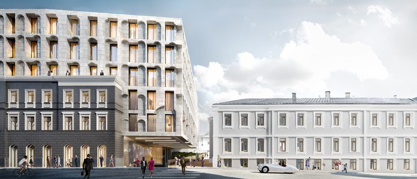 kleinewelt architekten's mixed-use development in moscow draws from italian palazzos