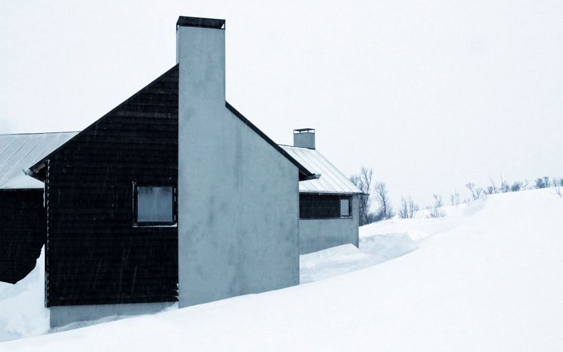 vardehaugen's nerskogen cabin in norway is defined by three separate fireplaces