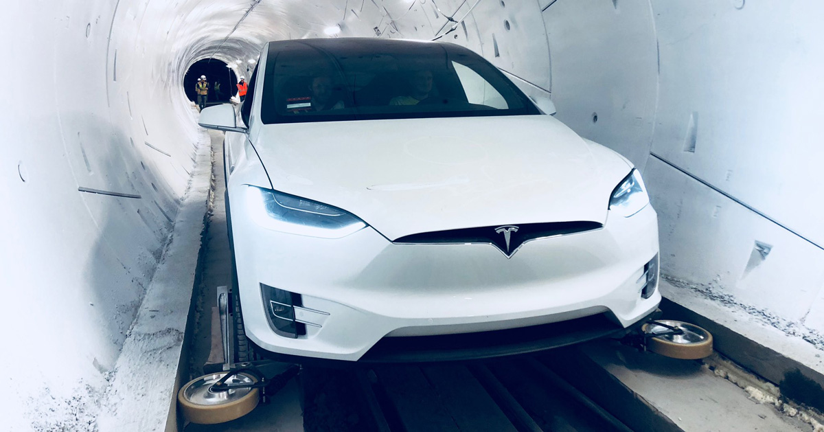 elon musk unveils first boring company tunnel underneath spaceX HQ