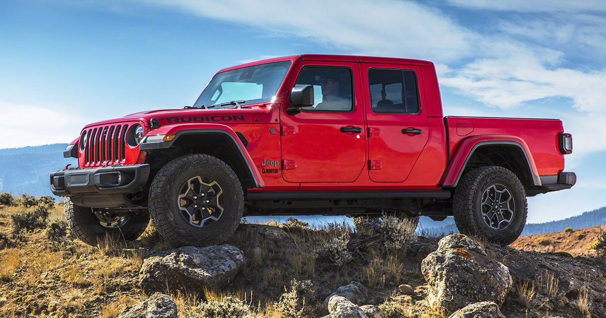 jeep unveils its 2020 gladiator, a cherry red open-air dream jeep unveils its 202