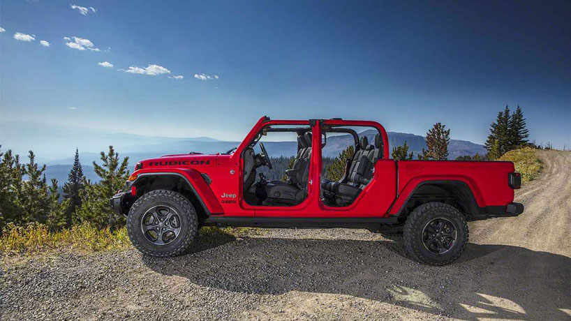 jeep unveils its 2020 gladiator, a cherry red open-air dream