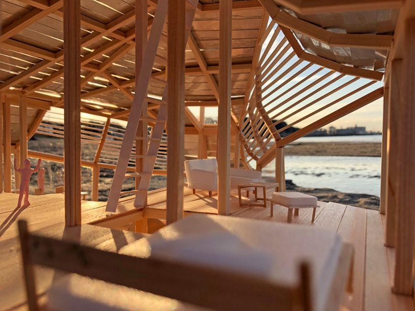  yuji tanabe develops wooden house for surfers based on the formation of swell waves