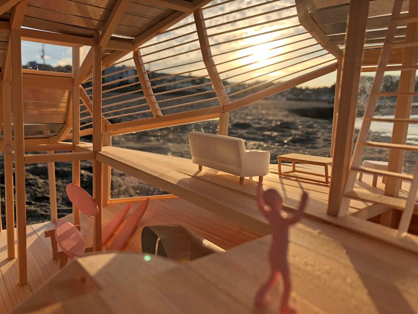  yuji tanabe develops wooden house for surfers based on the formation of swell waves