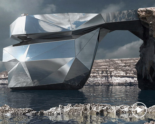 svetozar andreev fuses nature and modernity to create mirrored steel form in malta