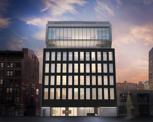 bonetti/kozerski clads the pace gallery NY headquarters in black volcanic stone and metal