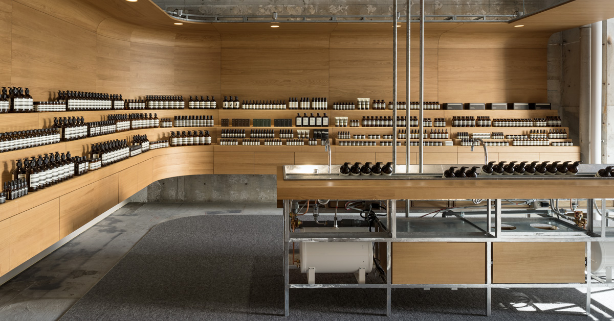 Torafu Architects Uses Curved Wooden Framework To Define Space Of Tokyo Aesop Interior
