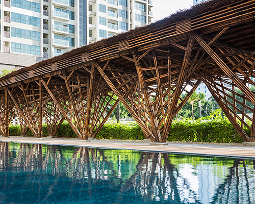 VTN architects introduces the hyperbolic vinata bamboo pavilion to urban hanoi