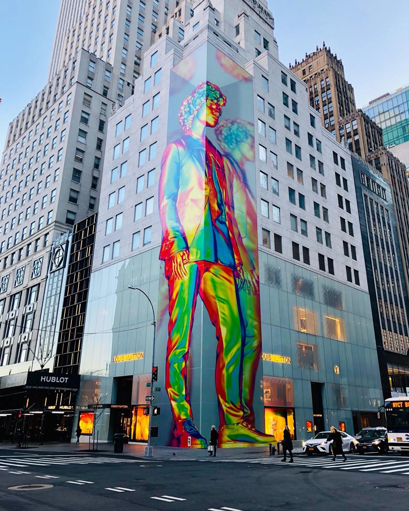 virgil abloh unveils 12-story technicolor sculpture in NYC for