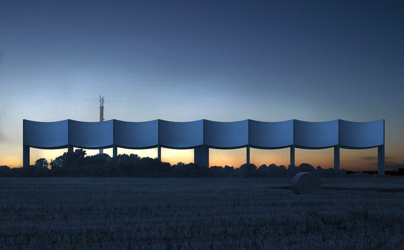white arkitekter forms water tower in the shape of an elongated wave in varberg
