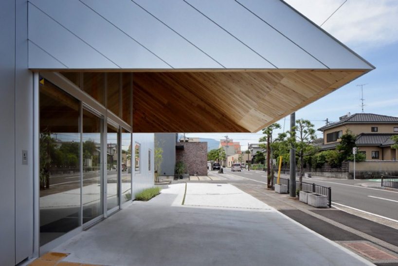 intermedia completes japanese nursing home with triangular wooden canopy