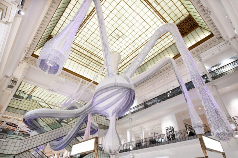 joana vasconcelos invades le bon marché with monumental embroidered creature 'simone'