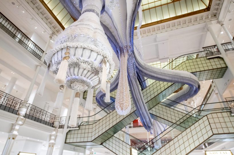  joana vasconcelos invades le bon marché with monumental embroidered creature 'simone'