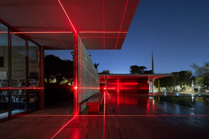 luftwerk and iker gil transform the barcelona pavilion with 'geometry of light' installation