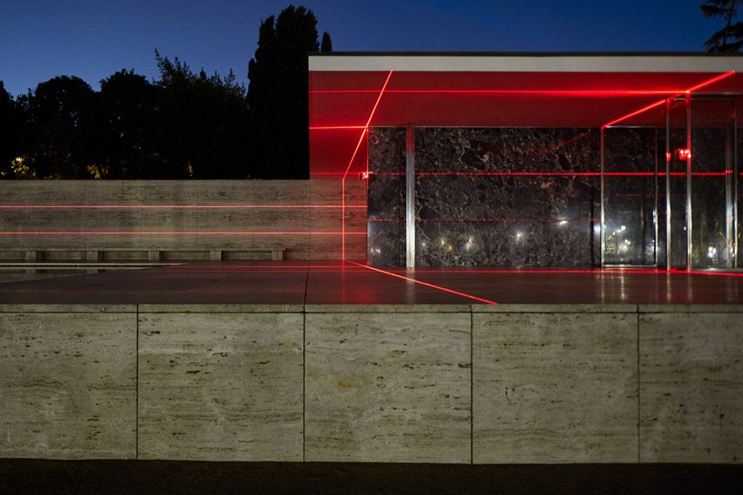 luftwerk and iker gil transform the barcelona pavilion with 'geometry of light' installation